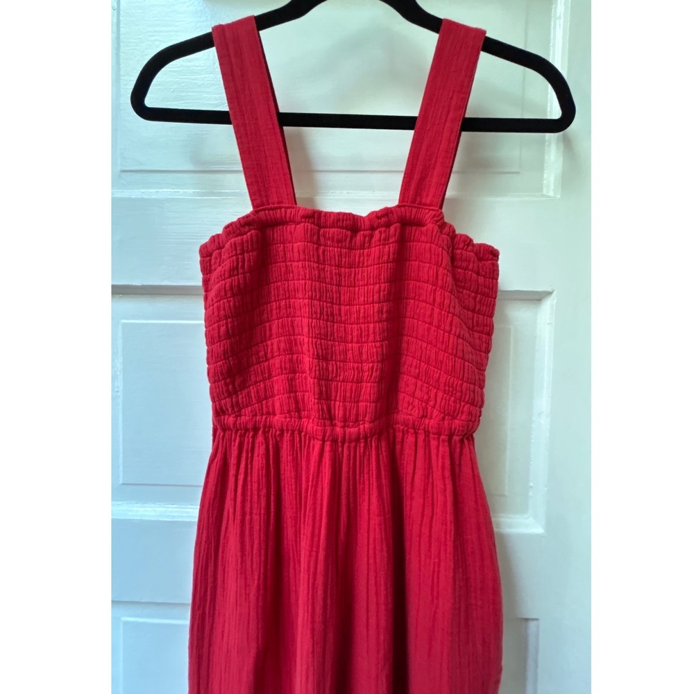 Quince Red Smocked Jumpsuit Wide Legs Size XS - Picture 5 of 8